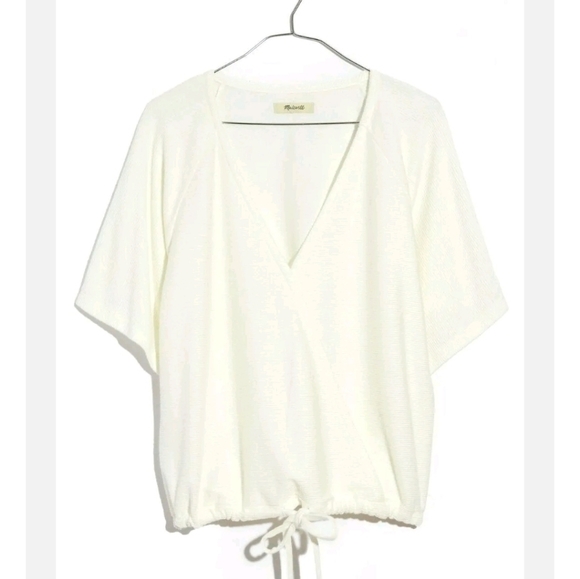 Madewell Drapey Ottoman Jacquard Wrap Top Large - Picture 1 of 10